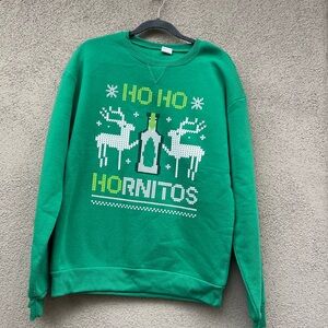 Ho Ho Ho Hornitos Tequilla Green Christmas Sweater Unisex Size Large